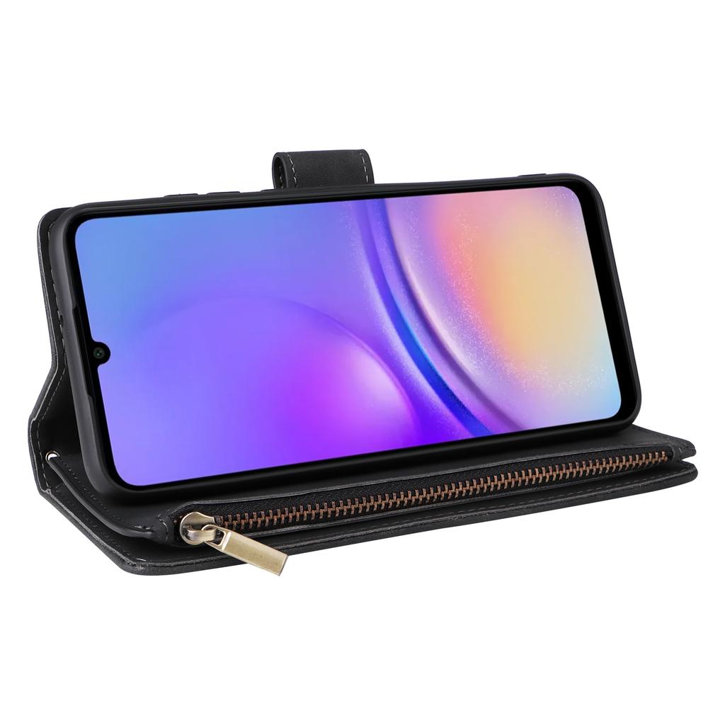 For Samsung Galaxy A05 4G Case Multiple Card Slots Anti-fall Zipper Pocket Leather Phone Cover