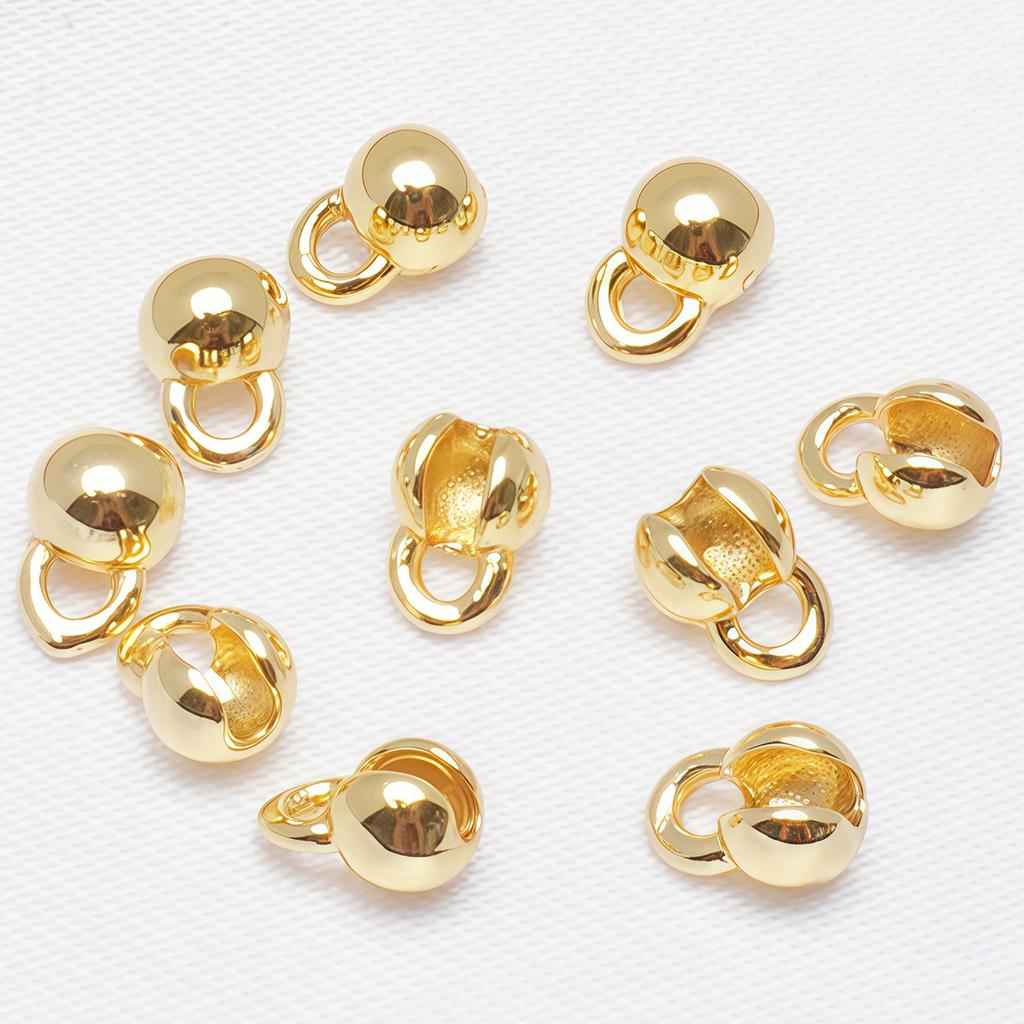 10PCS Brass Crimp End Beads 18K Gold Plated Tip Ball Chain Connector Clasp for DIY Necklace Bracelet Jewelry Making Accessories