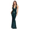 Women's sequin French vacation-style dress, sophisticated and elegant party mermaid gown