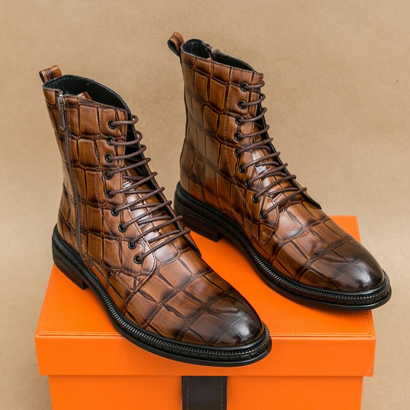 

Fashion Classic Men Chelsea Boots Black and Brown Men Lace-up Business Office Brand Boots Knight Boots Sizes 38-45 Men Boots 45 коричневый