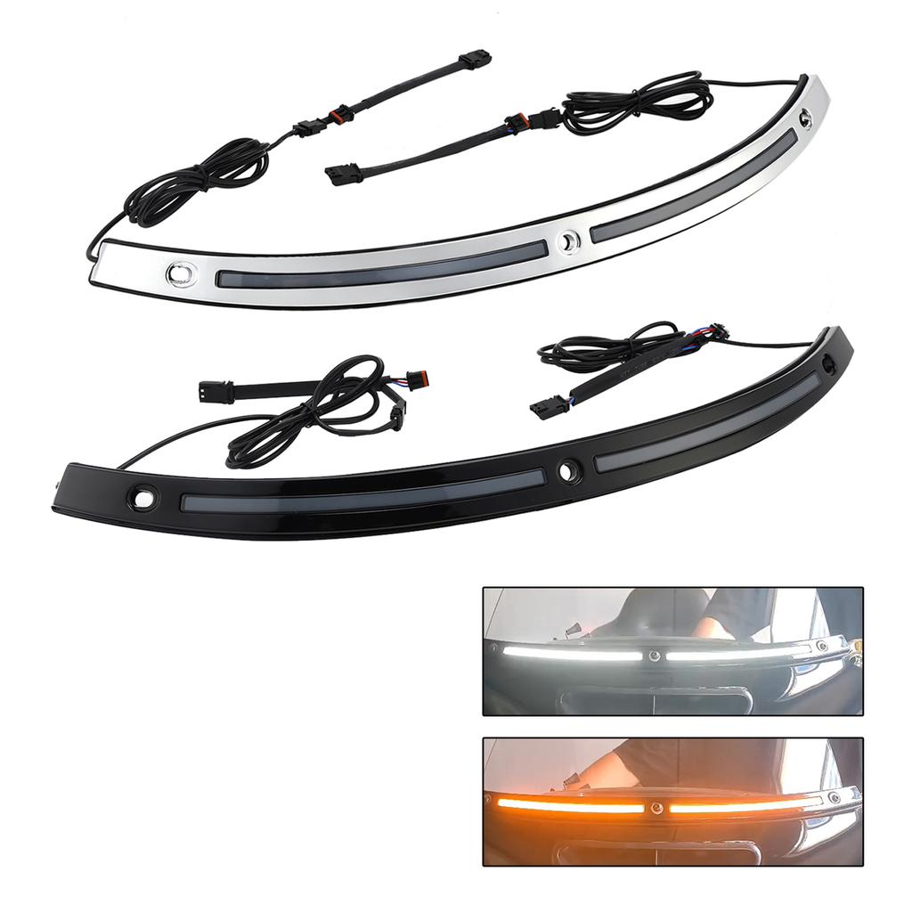 LED Running Turn Signal Light Windshield Trim for Harley 2014+ Electra Glide Black