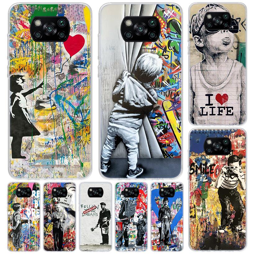 Banksy Graffiti Art Cover For Xiaomi Poco X6 X7 X5 Pro X4 Gt X3 Nfc F6 Phone Case F5 F4 F3 F2 F1 M5S M4 M3 Print Shell Housing X
