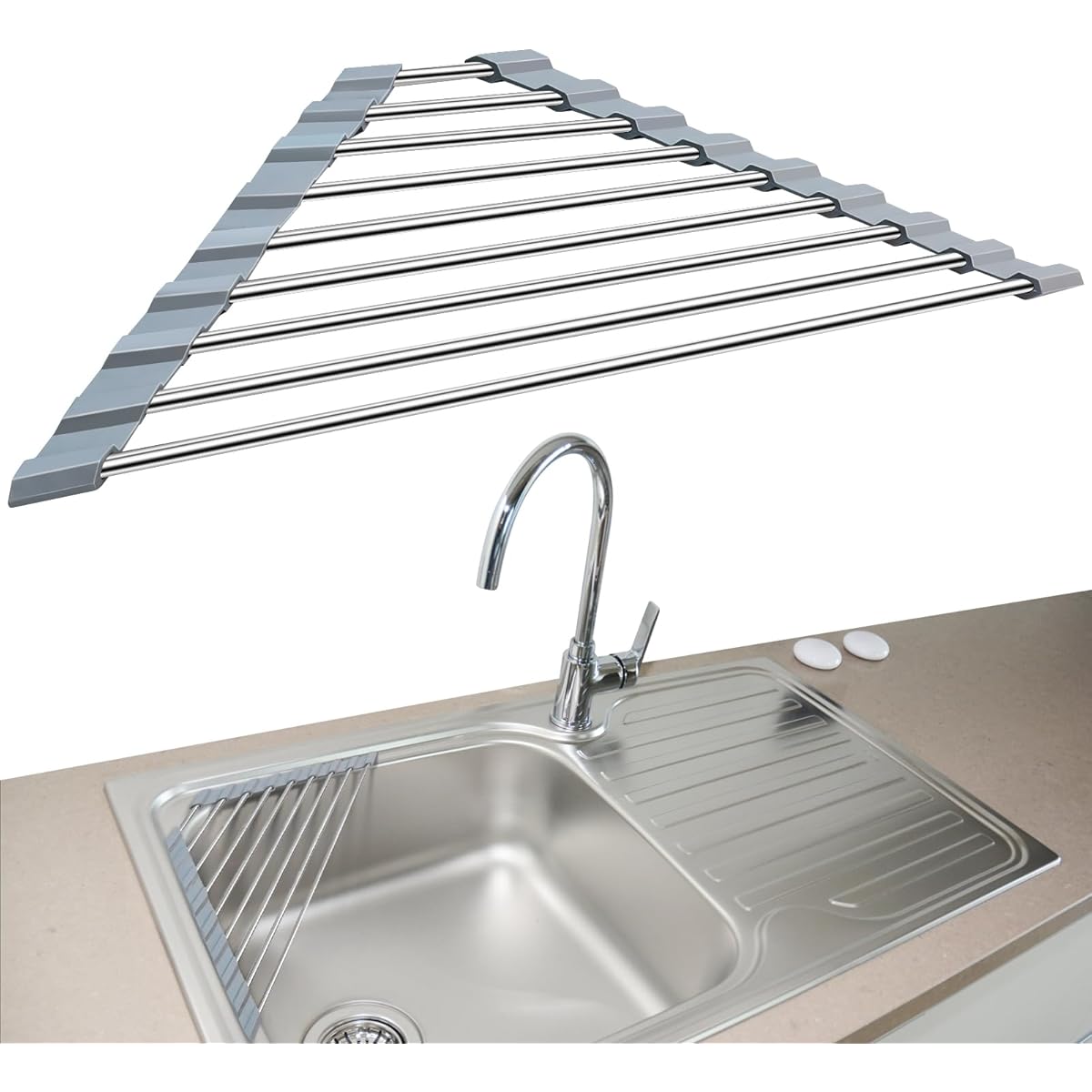 Roll Up Triangle Dish Drying Rack Foldable Stainless Save Space Kitchen Sink Organizer Corner Over The Sink Sponge Rag Holder 1790₽