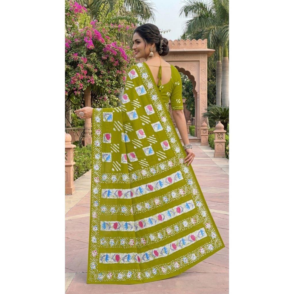New Launch Beautiful Bagru Printed Saree Collection