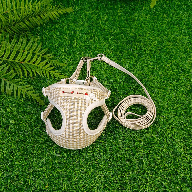 Pet Puppy Lead With Grid Print And Bow Decor For Pet Walking And Training