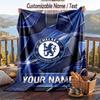 Flannel Blanket Chelsea FC Print Custom Name Text Soft Throw for Sofa Bed