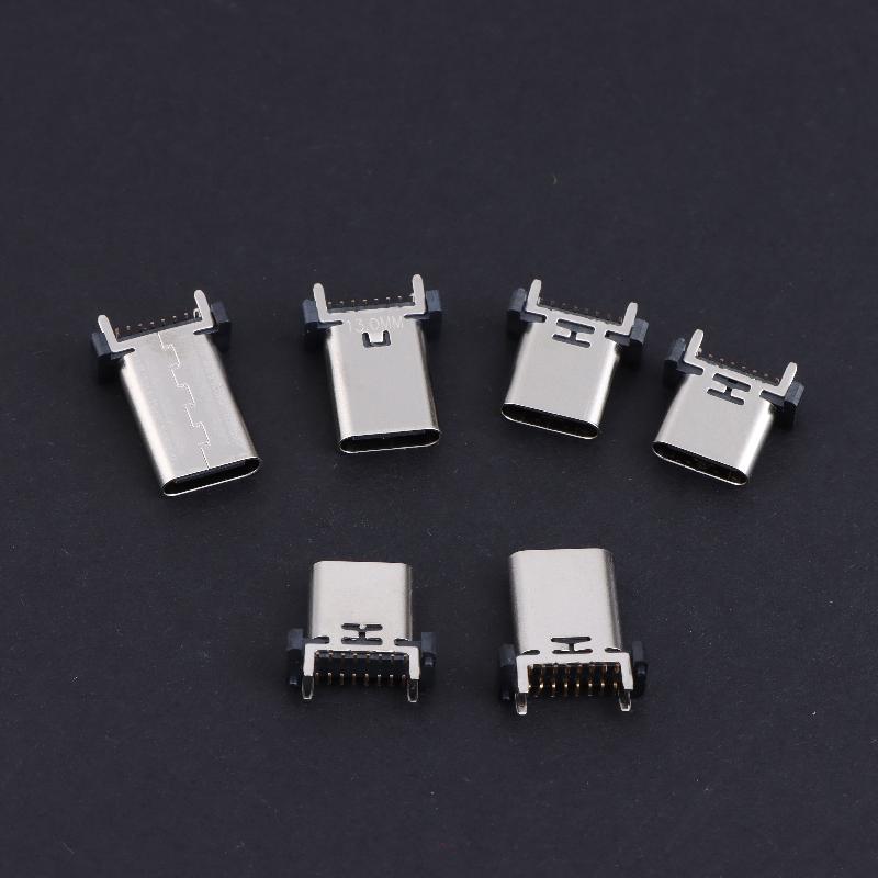 Type C USB Female Socket 16Pin Vertical Mount Enhanced Connection for Gaming Console Repair