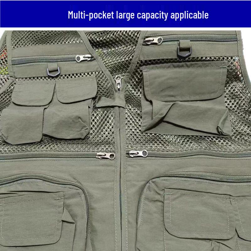 Men's 7XL Quick-Dry Mesh Vest With Multi-Pockets - Breathable Summer Wear