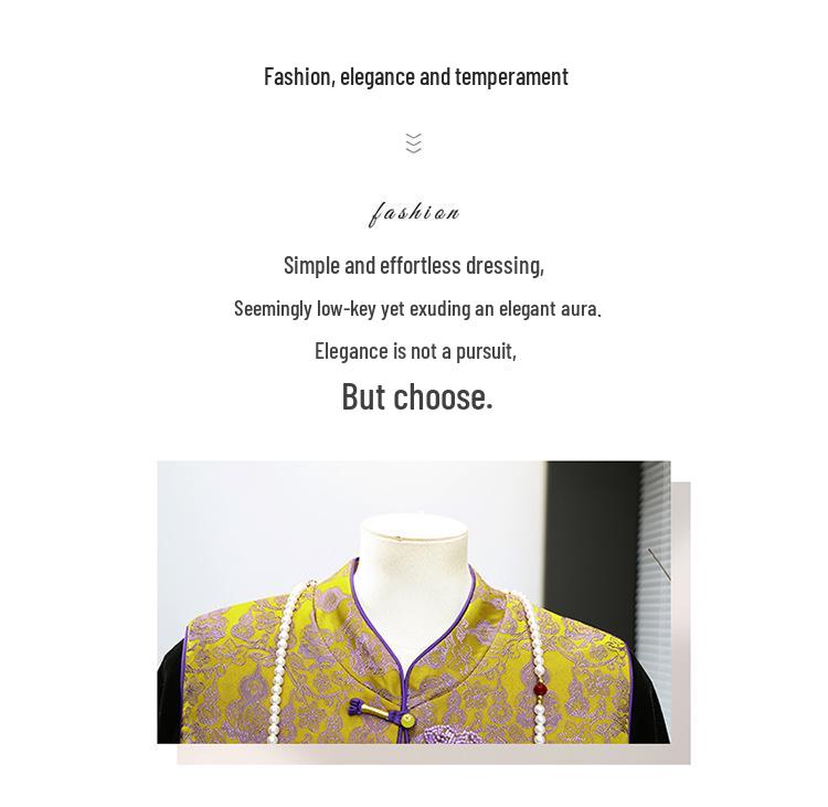Spring 2026 Jacquard Vest, Long Sleeve Shirt & Wide-Leg Pants Set for Middle-Aged Women