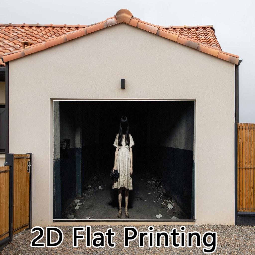 Single pack 2D flat printing Halloween printed garage door wall hanging fabric.zyc