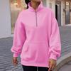 2025 Europe, America, Amazon cross-border autumn and winter new fashion thermal zipper stand-up collar solid color casual T women's sweater