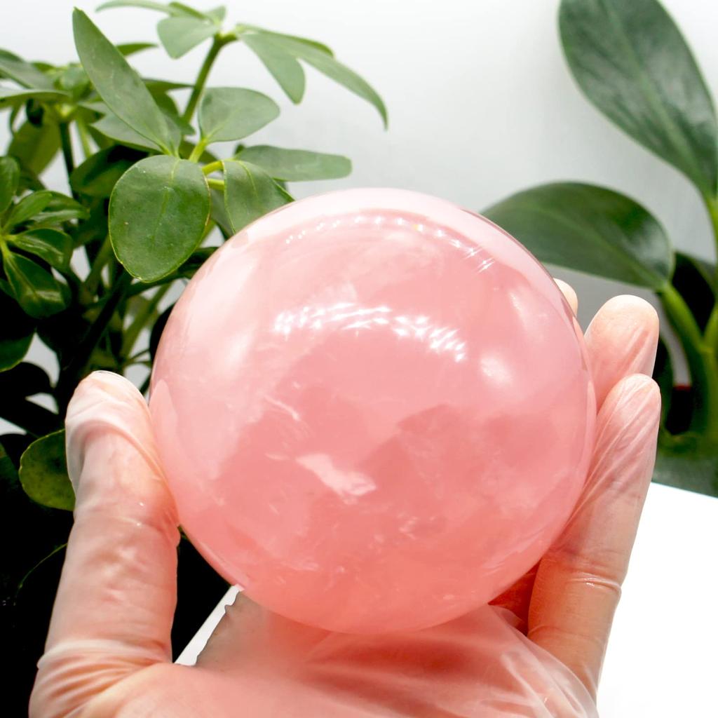 Star Rose Quartz Crystal Natural Carefully 77mm Natural Crystal Feng Good Love and Relationship Guardian Home New Ornament [TANAKA YA] Ball, Stone,
