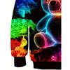 Girls' Trendy Long Sleeve Hoodie - Vivid Colorful Bear & Flames Graphic Print, Casual Wear Perfect for School or Outdoor Activities