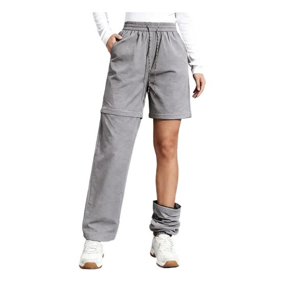 Zip Off Hiking Trousers Convertible Pants Women Shorts Waterproof to Drawstring Waist Pants M серебряный