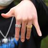 Hip-Hop Kupfer Zirkon Kubanische Kette Ring Herren Nische Design Sinn Schwerindustrie Geometrisch Trendig Cool Ring