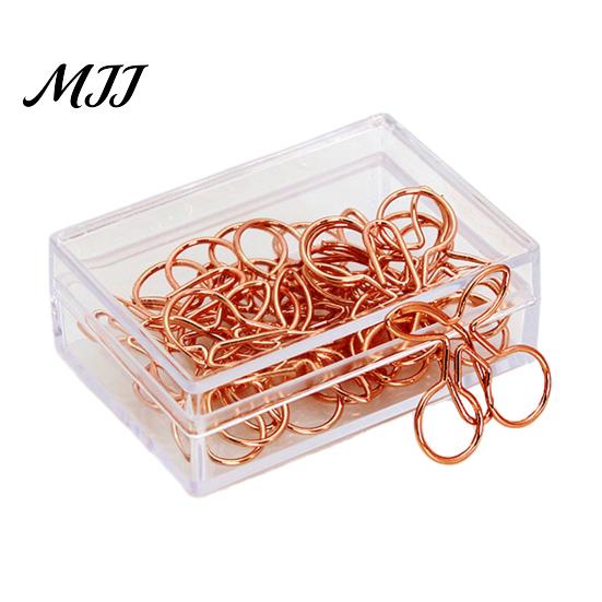 Rose Gold Desk Accessories 10PCS Metal Paper Clips, Decorative Cartoon Shape Durable Fasteners Bookmarks, Creative Documents Organizers for Office And