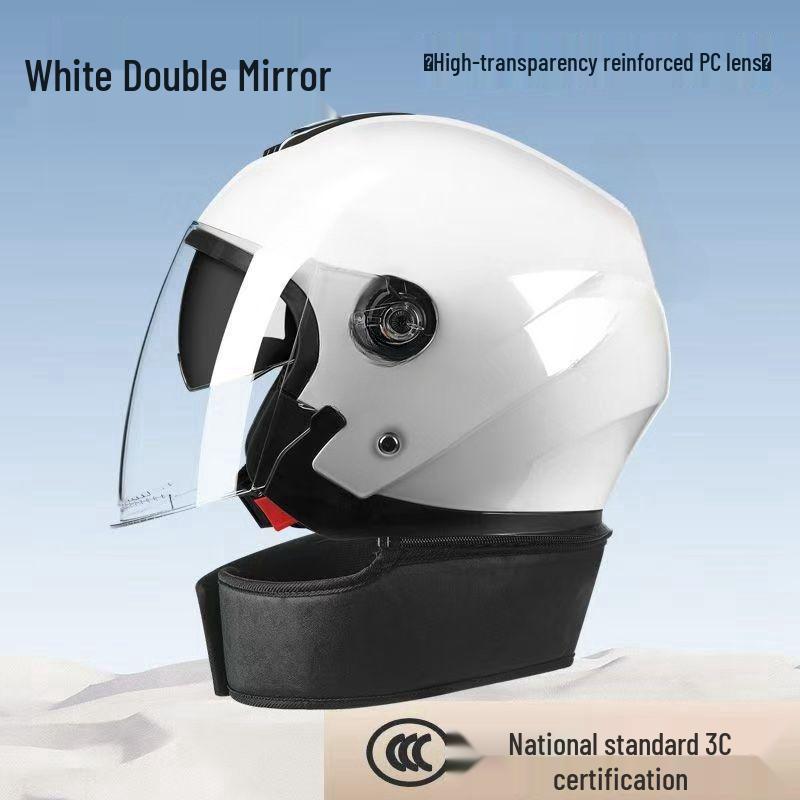 Unisex Electric Vehicle Half Helmet: Cold-Resistant with Detachable Neck Gaiter and Double Visor Protection