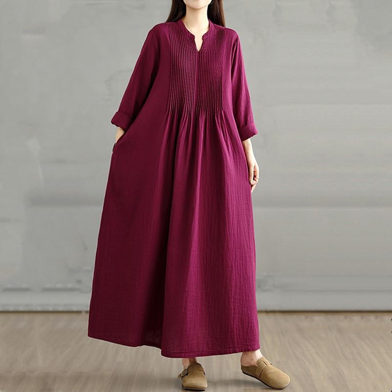 

Платье женское хлопковое винтажное большого размера с длинным рукавом, новое, повседневное, свободное, весенне-осеннее