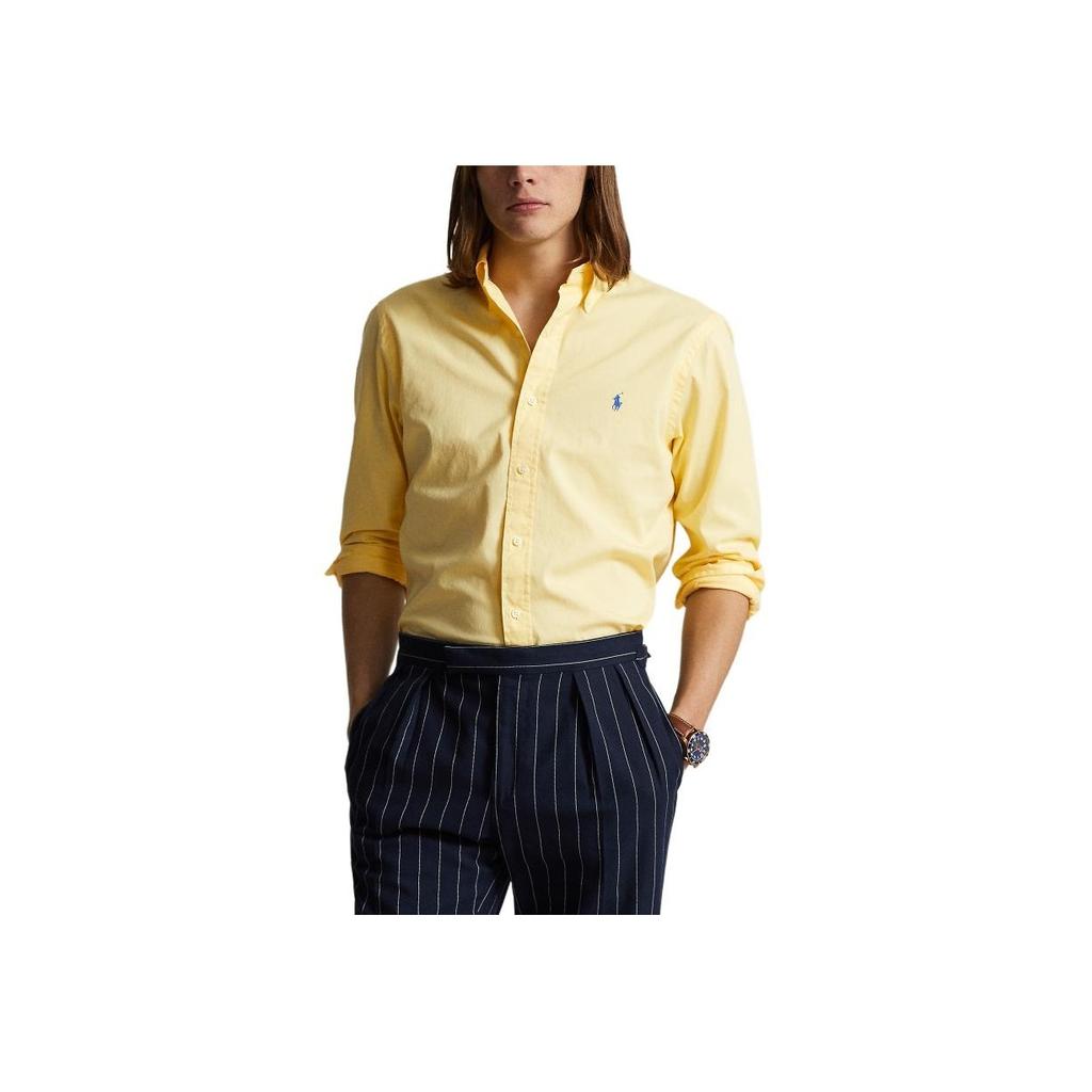 Polo Ralph Lauren Ss24 Solid Color Logo Embroidered Pointed Collar Single-Breasted Long Sleeve Shirt Men Shirts Yellow MNPOWOV16823493-700