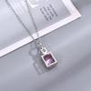 Hot Selling Pink Yellow High Carbon Diamond Necklace Women's Square Ice Flower Perfume Bottle Pendant able and Luxurious