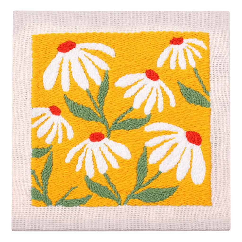 Complete Punch Needle Embroidery Kit DIY Craft Beginner Floral Animal Pattern Yarn Canvas Wall Art