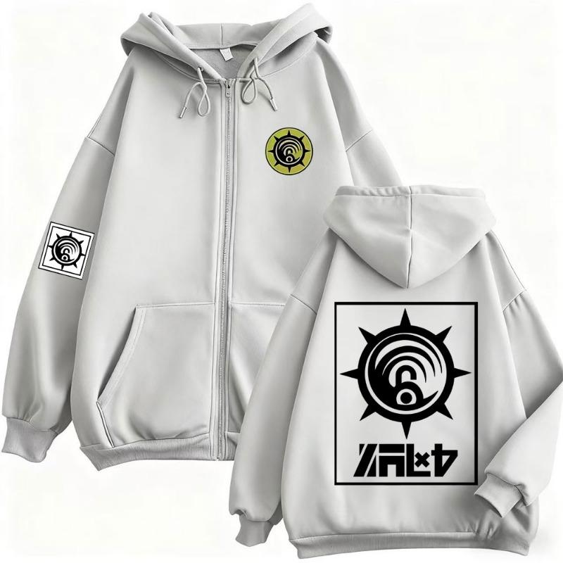 Anime Gachiakuta Enjin Same Style Zipper Hoodie Men Women Casual Oversized Zip Up Unisex Manga Cosplay Zip Up Sweatshirts