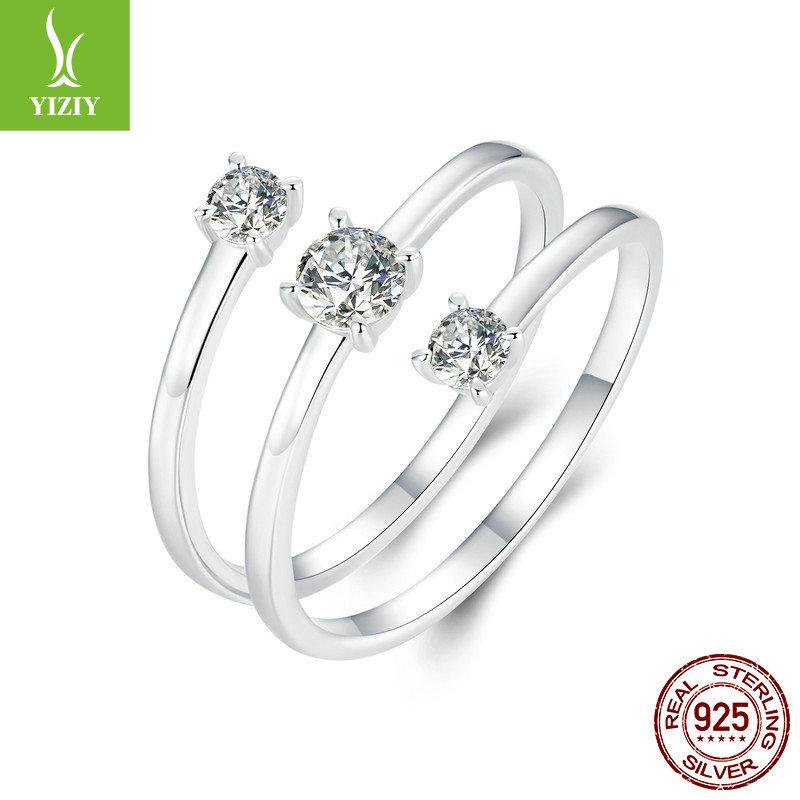 Sparkling Zircon Winding Ring, Fashionable Double-Layer Line S925 Sterling Silver Ring Jewelry.