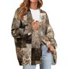 Women's Fashion Long Sleeve Print V-Neck Button Loose Cardigan Top