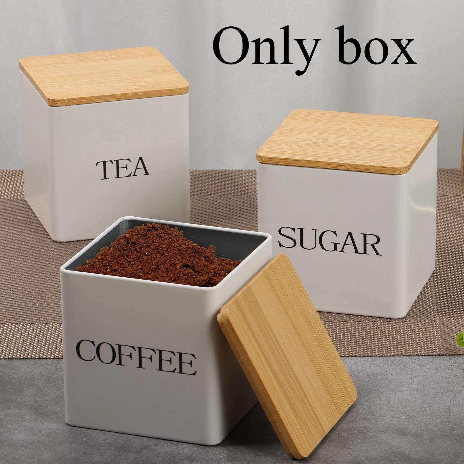 

3 шт./набор Контейнеры для хранения кофейных зерен Чай Сахар Вакуумные герметичные банки Жестяные банки Кухонные кремовые банки Герметичная крышка