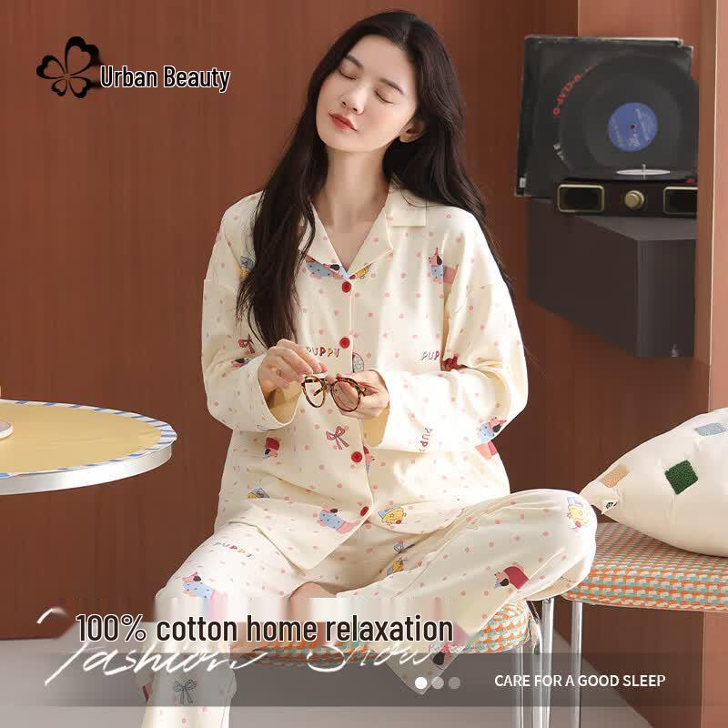 Women s 100% Cotton Loungewear Pajama Set L бежевый