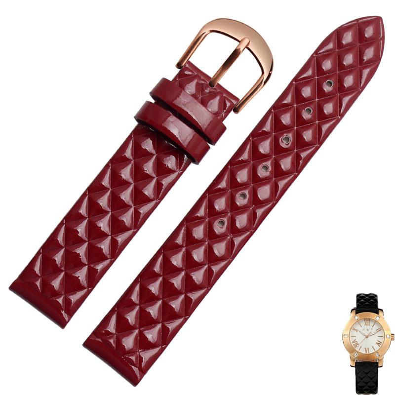 Lacquered Fashion leather Watch band Diamond plaid For For Folli Follie WF1B005SP Casio Watch strap 14mm 16mm Ladies Bracelet 16mm