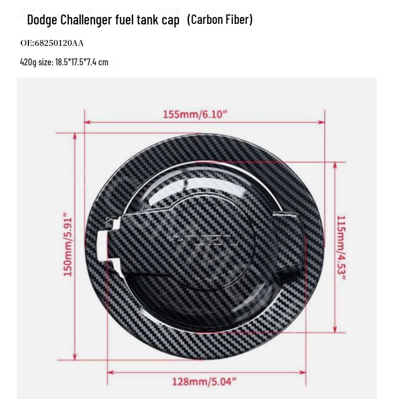 

Carbon Fiber Fuel Tank Cap for 2008-2019 Dodge Challenger (Part 68250120AA)