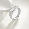European and American Jewelry 7mm Titanium Steel Rectangular Ring Retro Trendy Female Casting Seal Ring