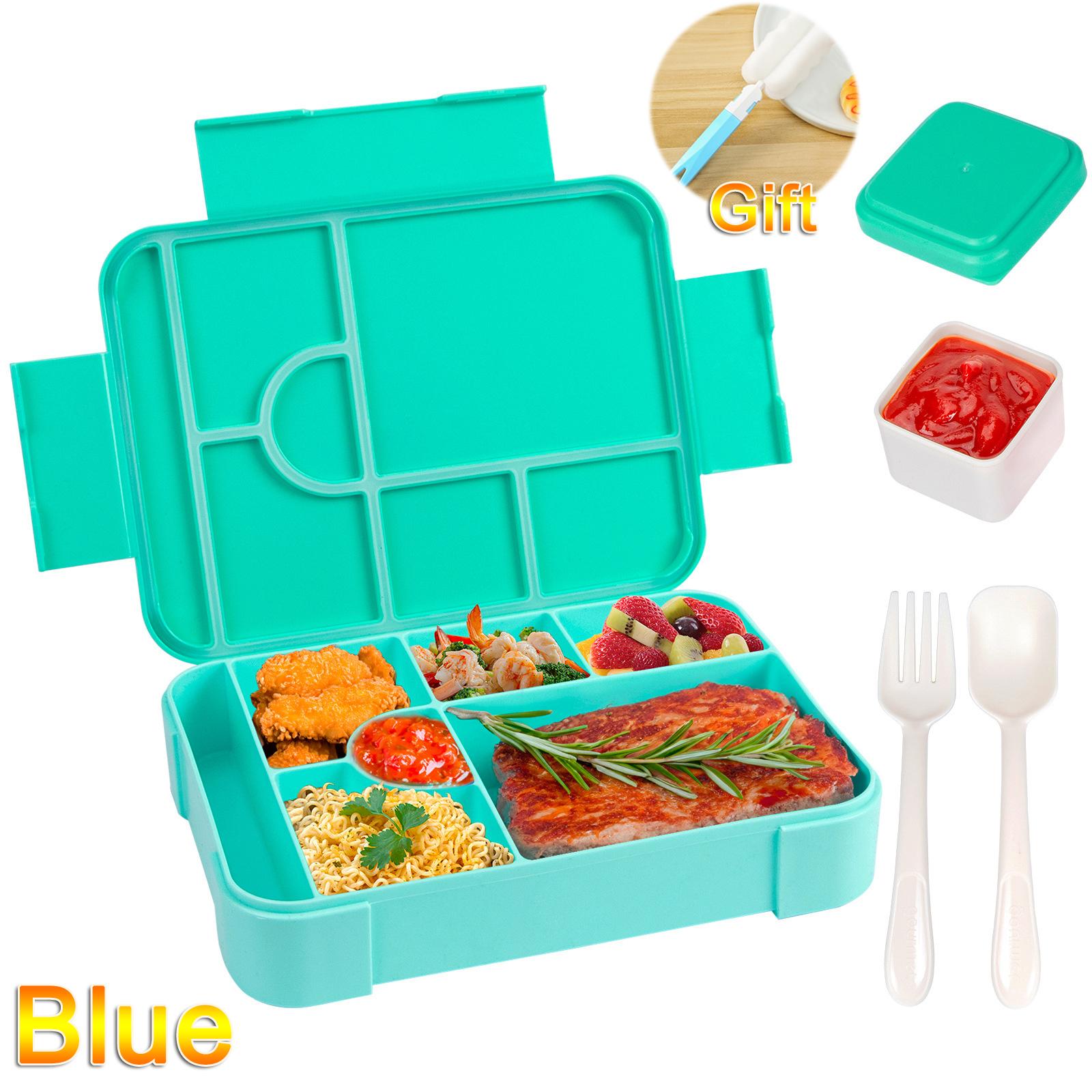 Divided Bento Box Large Capacity Microwave Lunch Box with Fork Spoon Leakproof Food Container For Back To School Camping Kitchen 1PCS 1330ML синий 5348₽