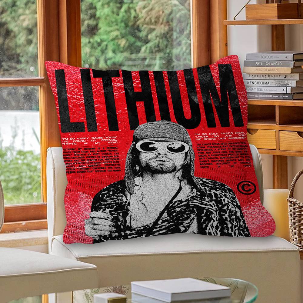 Hot N-Nirvana-K-KurtS Cobain Personalized Pillow Dust Cover Bedroom Kids Party Decoration Pillowcase Birthday Children Gift