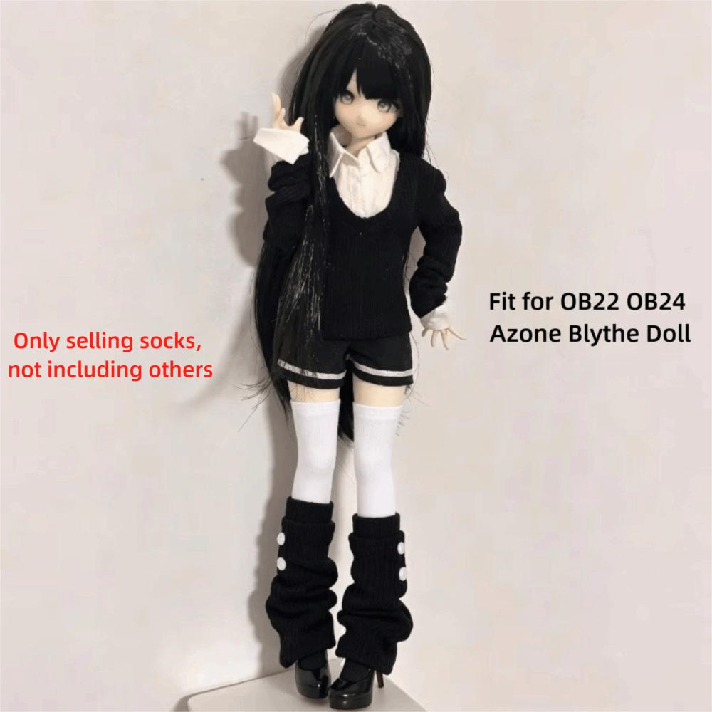 1Pair Knee High BJD Thigh Socks Doll Leg Warmers for OB22 OB24 Azone Blythe Doll For BJD Dolls