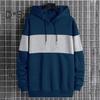 Herren Herbst Winter Kapuzenpullover Kontrastfarbe Kordelzug Lange Ärmel Kapuze Elastische Bündchen Und Saum Dünn Alltagskleidung Lässiges Sportoberteil