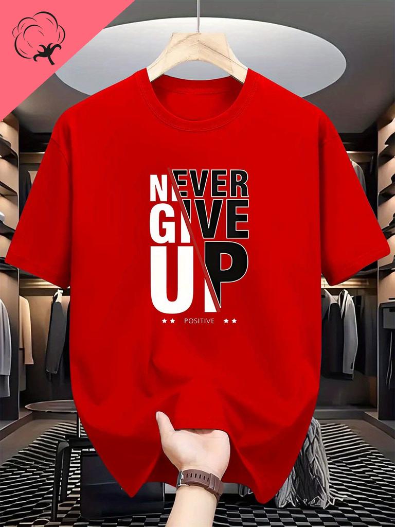 Unisexs Positive Monogram Print Tshirt Never Give Up Fashion Letter Graphic Casual Shortsleeved Comfortable Top Goth Tshirts