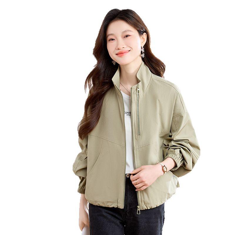 2025 Spring Women's Loose Fashion Stand-Up Collar Windbreaker Jacket