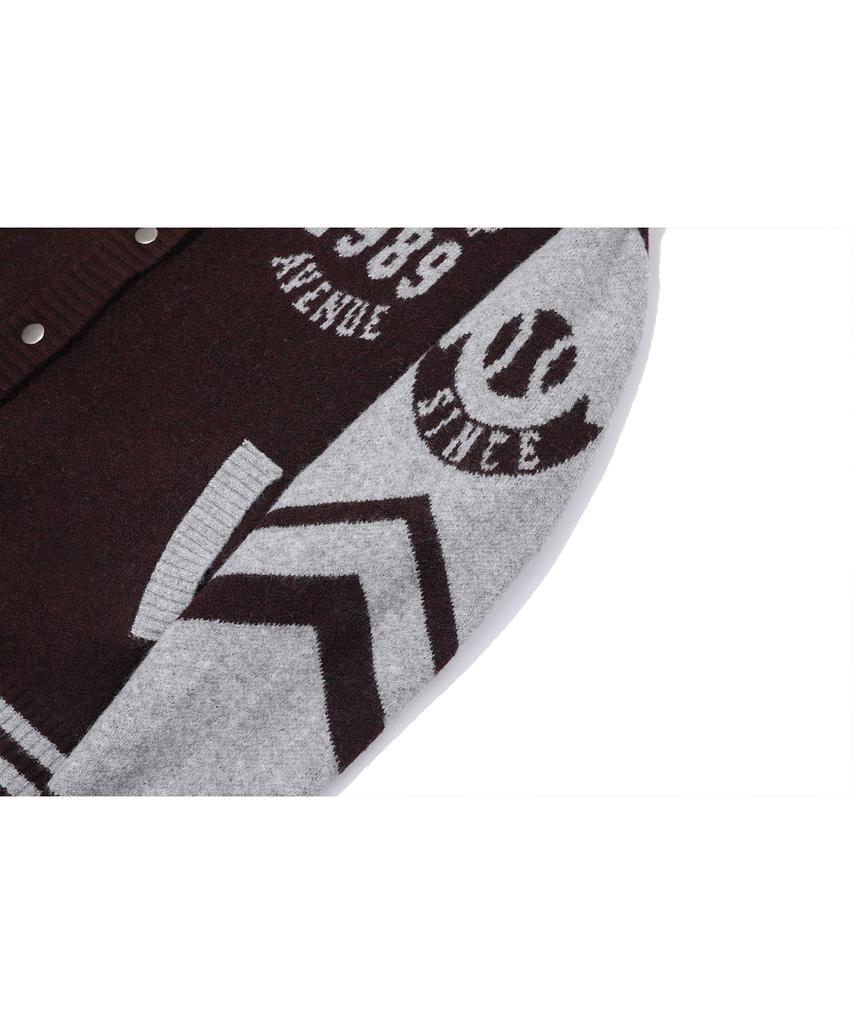 Cpgn Studio [2-Way] Varsity Snap Cardigan Burgundy