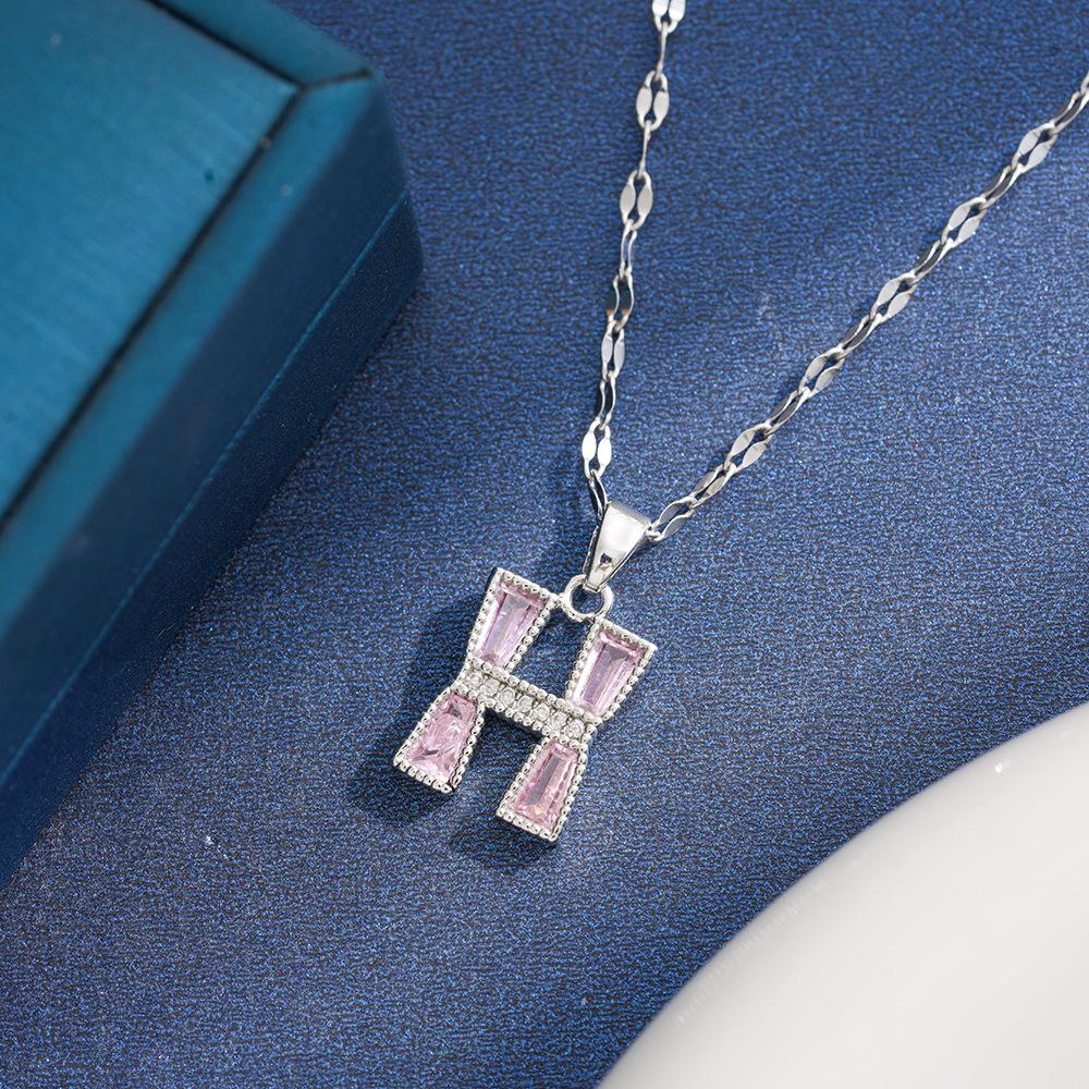 Trendy Copper Micro-Inlaid Zirconia Rapper Necklace with 26 English Letters