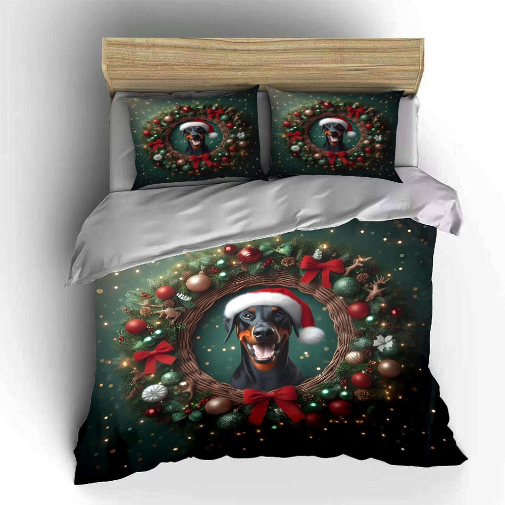 Festive Canine Charm Bedding Sets Duvet Cover Sets Duvet Covers Pillowcases(1*Duvet Cover 2*Pillowcases Without Duvet Insert)