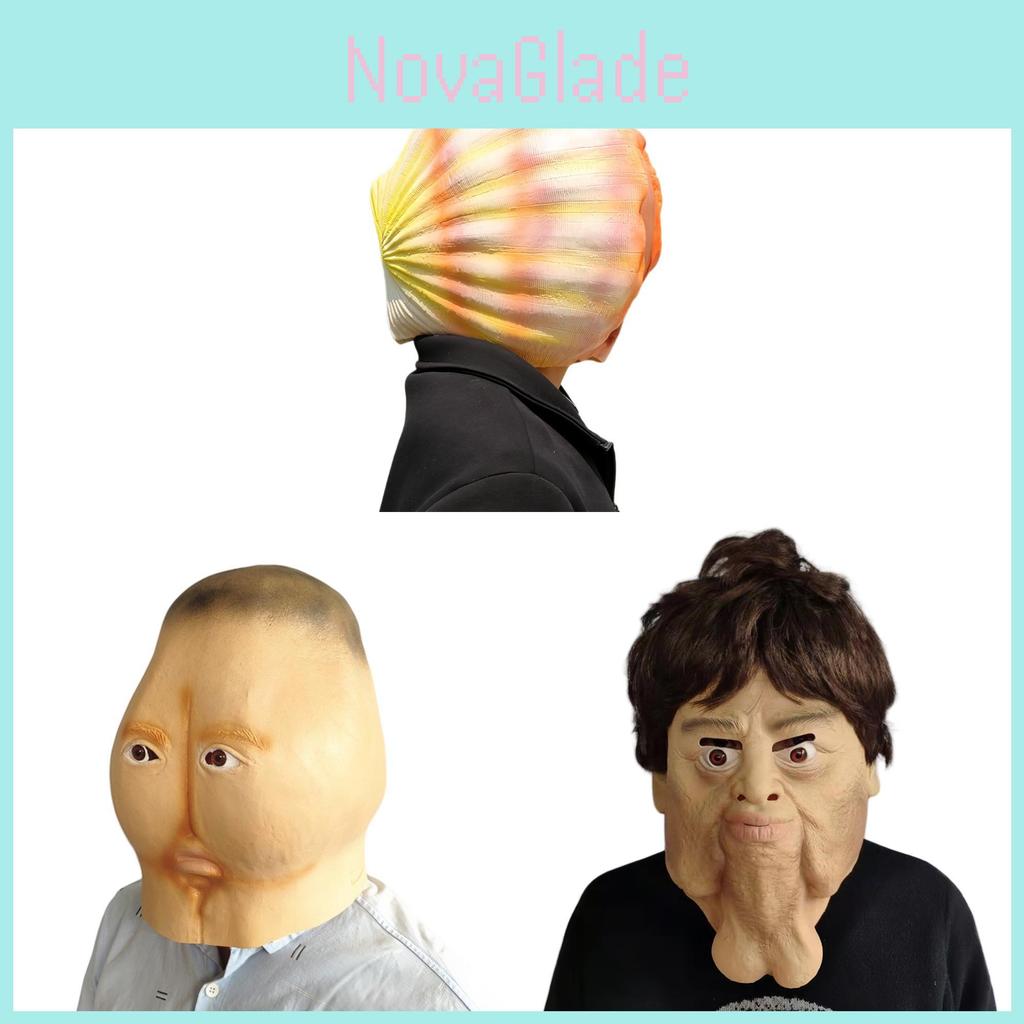 Halloween Latex Funny Face Mask With Double Chin Shell Design For Costume Parties
