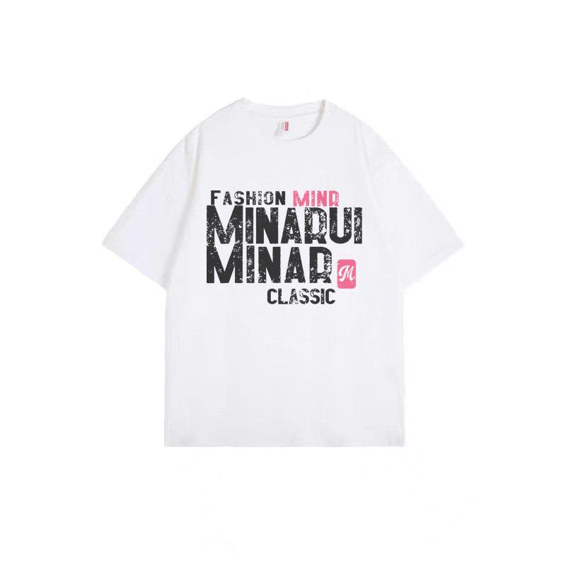 

Women s Black Pure Cotton Trendy Streetwear Loose-Fit Short Sleeve T-shirt L (100-115 jin) белый