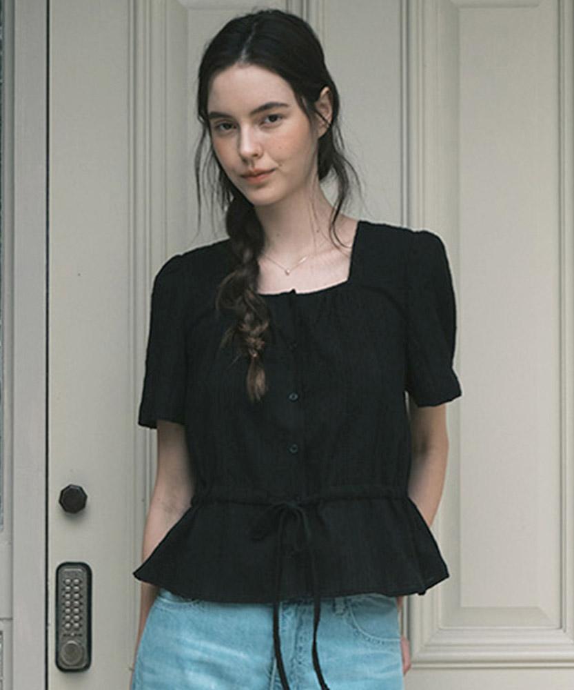 AAU Square Neck Bojo Blouse_Black
