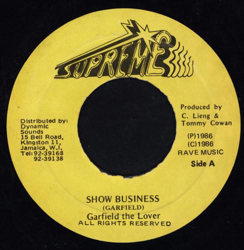 7inch Record GARFIELD THE LOVER - Show Business NONE Supreme 1986 Jamaica Reggae, Ska & Dub Used