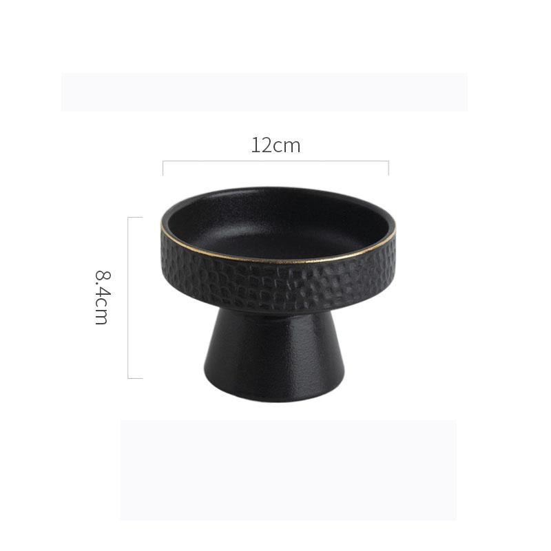 Round Ceramic Pasta Steak Plate Salad Bowl Soup Basins Cooking Plate Kitchen Solid Color Tableware High Foot Snack Desserts Tray