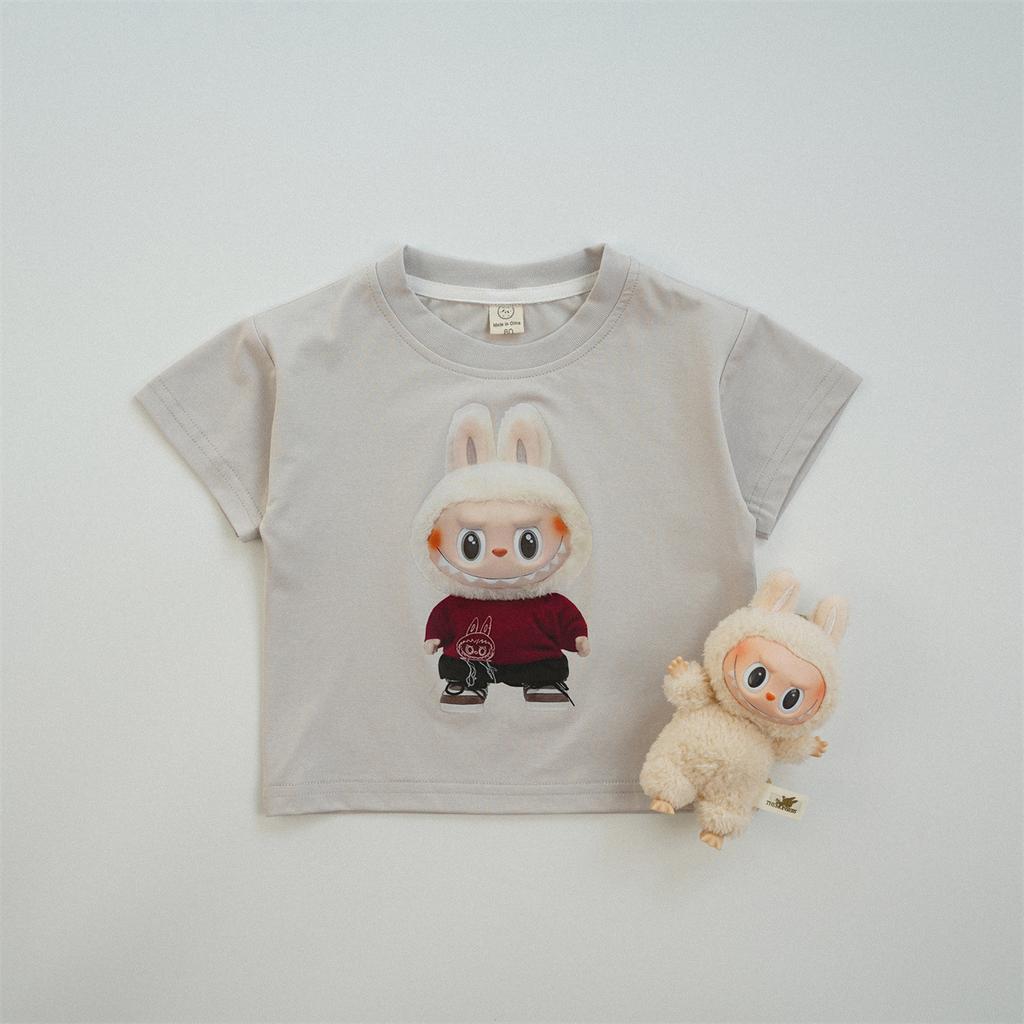 Child Short Sleeve T-shirt Pure Cotton Tops Boys And Girls Cute Print Round Neck Base Shirt Round Neck Tops Baby All-match Tees