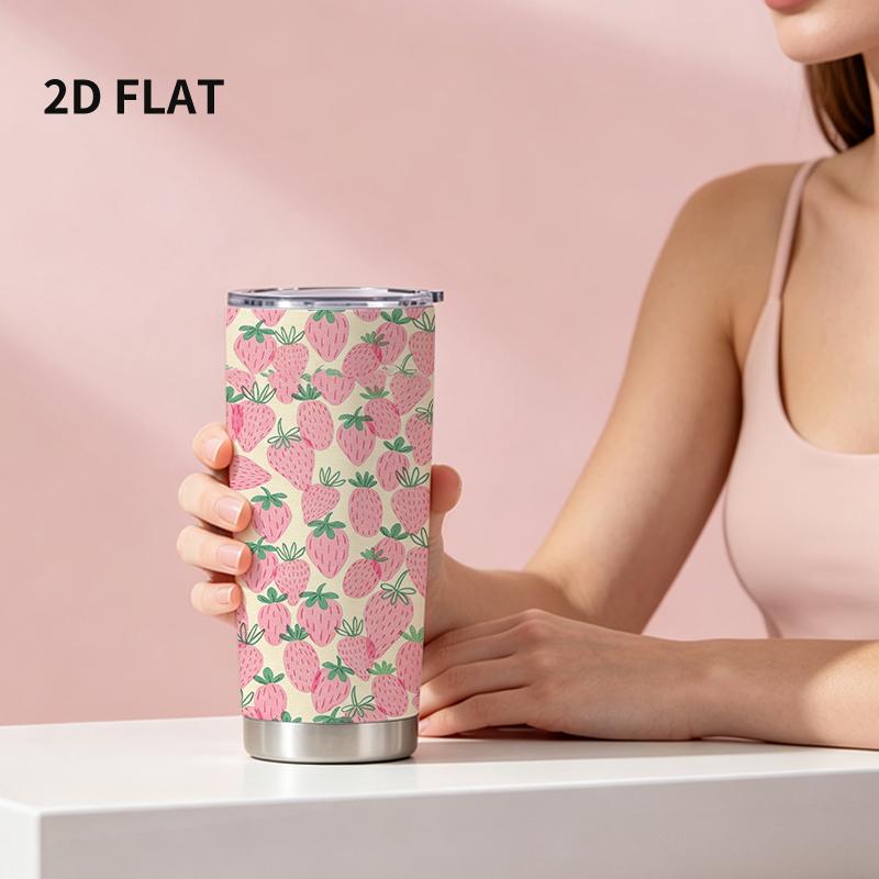 Car Tumbler 591ml Strawberry Element Straw Cup straight tumbler insulated travel cup stainless steel tumbler metal drink mug Car Tumbler 591ml розовый