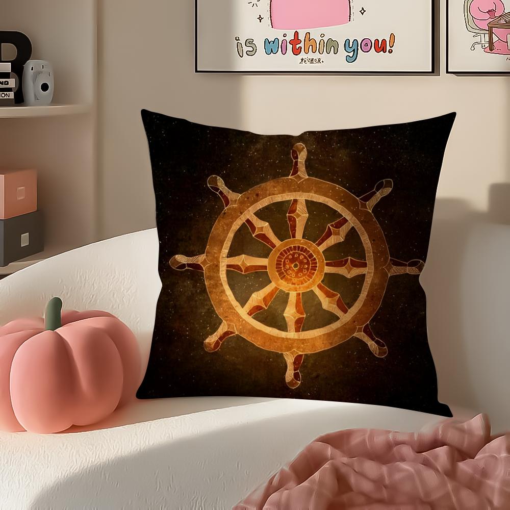 

Sacred Religious Symbol DDharmacakra Cushion Cover Pillowcase Short Plush Invisible zipper Room Sofa Cushion Cover 30X30cm